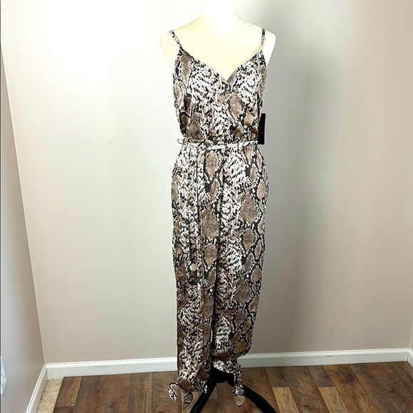 Lulus Jasper Beige Snake Print Surplice Jumpsuit Size M - Picture 2 of 16